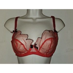 Agent Provocateur Lorna Fire bra size 36D red with burgundy trim NWT